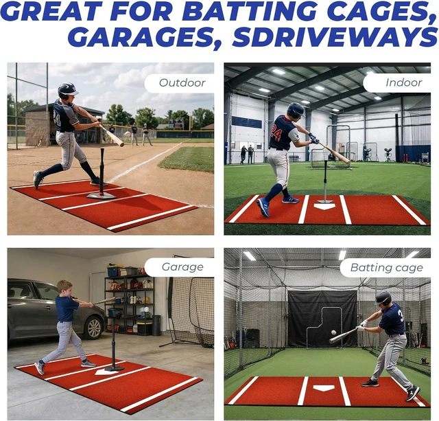 Alt view image 7 of 7 - Baseball & Softball Batting Mat 6x4 / 10x3.8 / 12x6 FT Hitting Mat