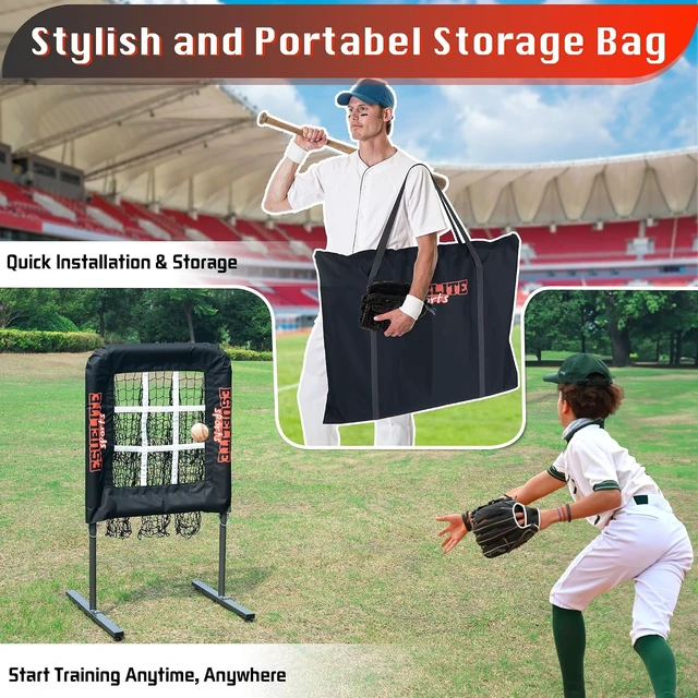 Alt view image 6 of 6 - 9 Hole Pitching Net with Strike Zone Adjustable Baseball & Softball Pitching Target, Portable Indoor/Outdoor Training for Pitchers, Coaches & Players
