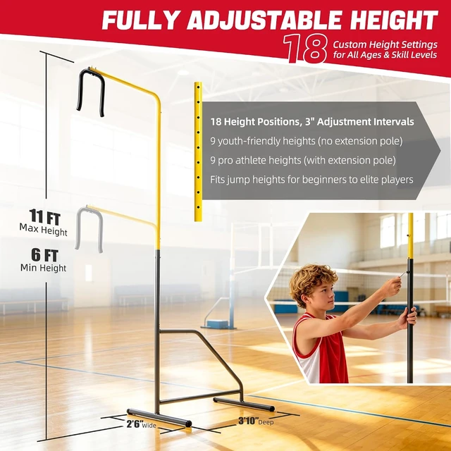 Alt view image 3 of 7 - Adjustable Volleyball Setter Spike Trainer Solo Practice for Setting, Spiking, Hitting & Serving, Easy Ball Reload & Heavy Duty Base for Indoor/Outdoor