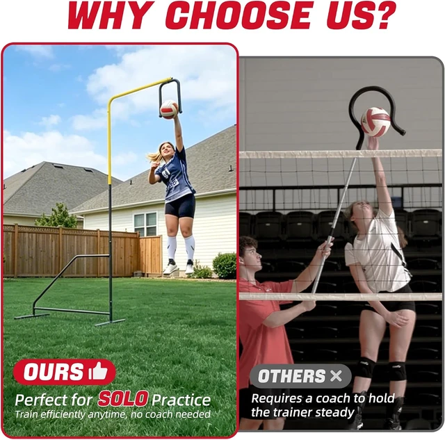 Alt view image 6 of 7 - Adjustable Volleyball Setter Spike Trainer Solo Practice for Setting, Spiking, Hitting & Serving, Easy Ball Reload & Heavy Duty Base for Indoor/Outdoor