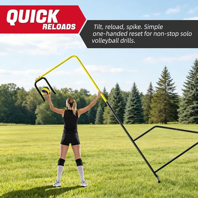 Alt view image 4 of 7 - Adjustable Volleyball Setter Spike Trainer Solo Practice for Setting, Spiking, Hitting & Serving, Easy Ball Reload & Heavy Duty Base for Indoor/Outdoor