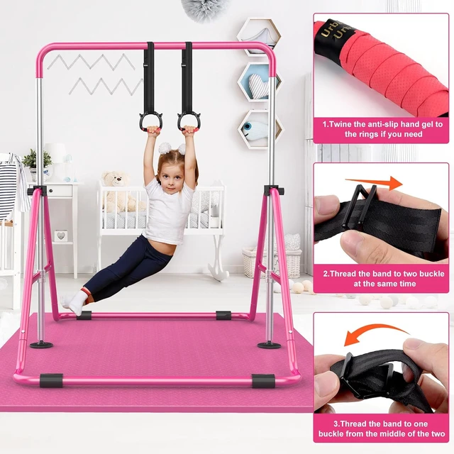 Alt view image 5 of 7 - Adjustable Height Horizontal Gymnastic Bar for Kids Home