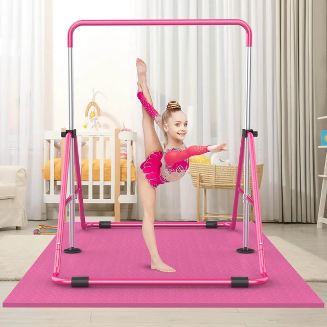 Alt view image 7 of 7 - Adjustable Height Horizontal Gymnastic Bar for Kids Home