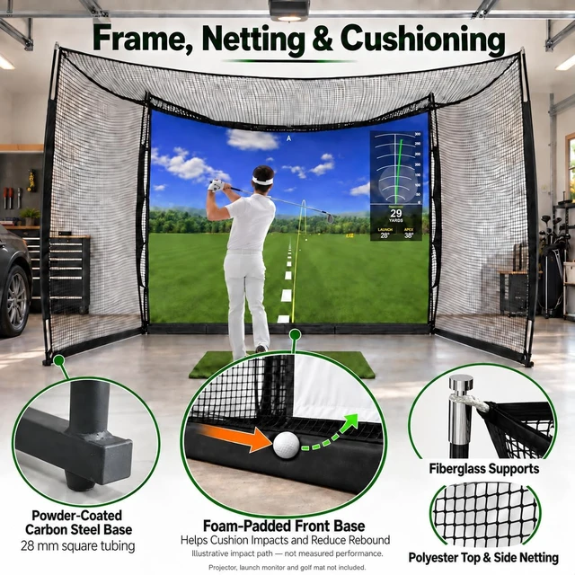 Alt view image 4 of 7 - Golf Hitting Net with Projection Screen 11 ft W x 8 ft H