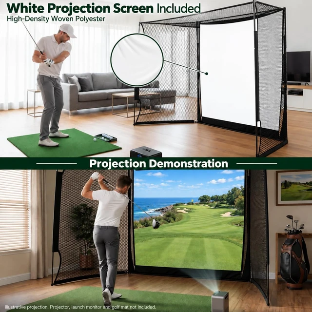 Alt view image 5 of 7 - Golf Hitting Net with Projection Screen 11 ft W x 8 ft H