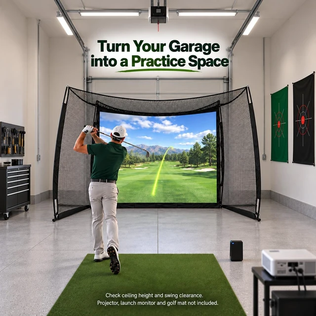 Alt view image 2 of 7 - Golf Hitting Net with Projection Screen 11 ft W x 8 ft H