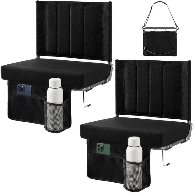Main image of Stadium Seats with Back Support 2-Pack Bleacher Chairs, Black