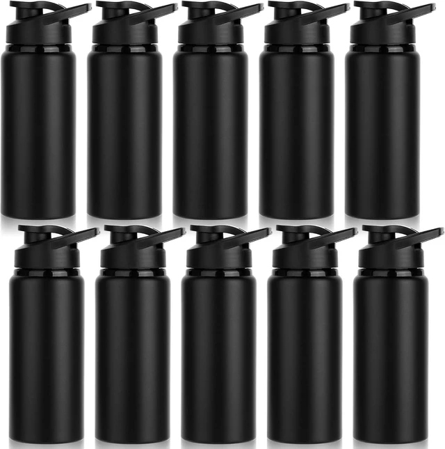 Main image of 20oz Sports Aluminum Water Bottles 10 Pack Bulk with Snap Lids, Leak-Proof Reusable for Travel, Camping, Gym, Hiking & Fishing (Black)