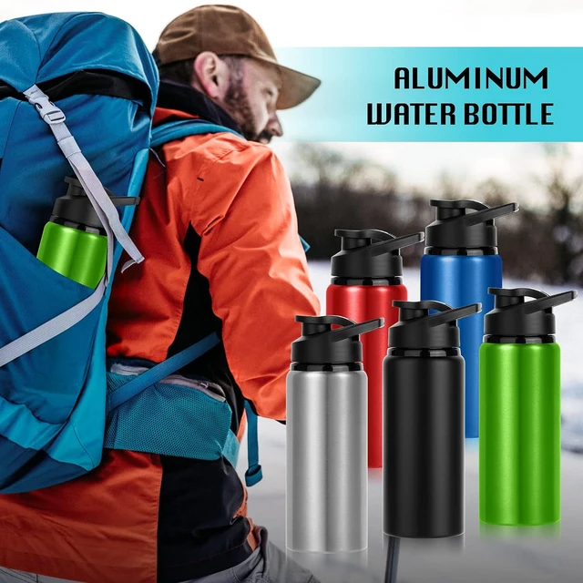 Alt view image 4 of 7 - 20oz Sports Aluminum Water Bottles 10 Pack Bulk with Snap Lids, Leak-Proof Reusable for Travel, Camping, Gym, Hiking & Fishing (Black)