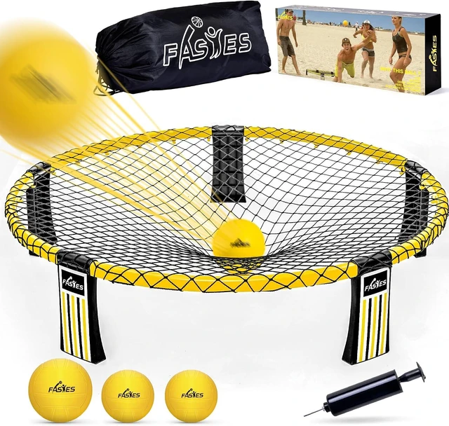 Main image of Outdoor Beach Ball Roundnet Game Set Includes 3 Balls, Net & Carrying Bag, Perfect for Beach, Yard, Lawn, Backyard & Park for Adults, Kids & Family