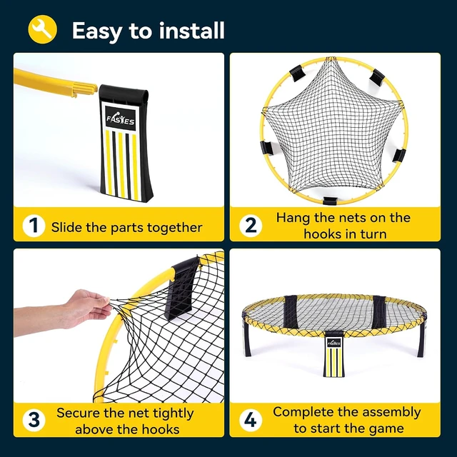 Alt view image 4 of 6 - Outdoor Beach Ball Roundnet Game Set Includes 3 Balls, Net & Carrying Bag, Perfect for Beach, Yard, Lawn, Backyard & Park for Adults, Kids & Family