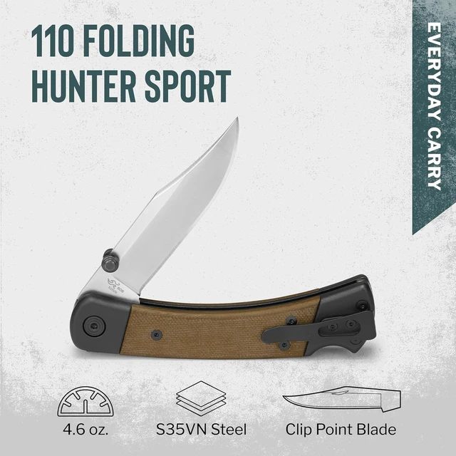 Alt view image 2 of 7 - 110 Folding Hunter Sport Knife Micarta, 4.6 oz