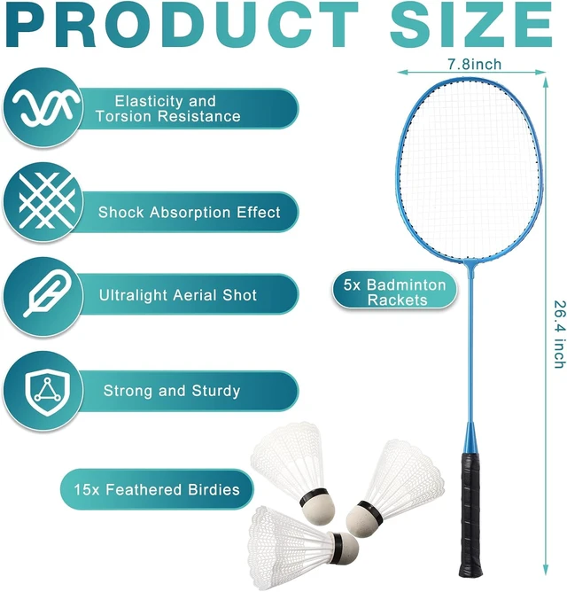 Alt view image 2 of 5 - Badminton Racket Set with Shuttlecocks Lightweight Racquets for Adults & Teens, Backyard, Gym, Beach & Outdoor Games
