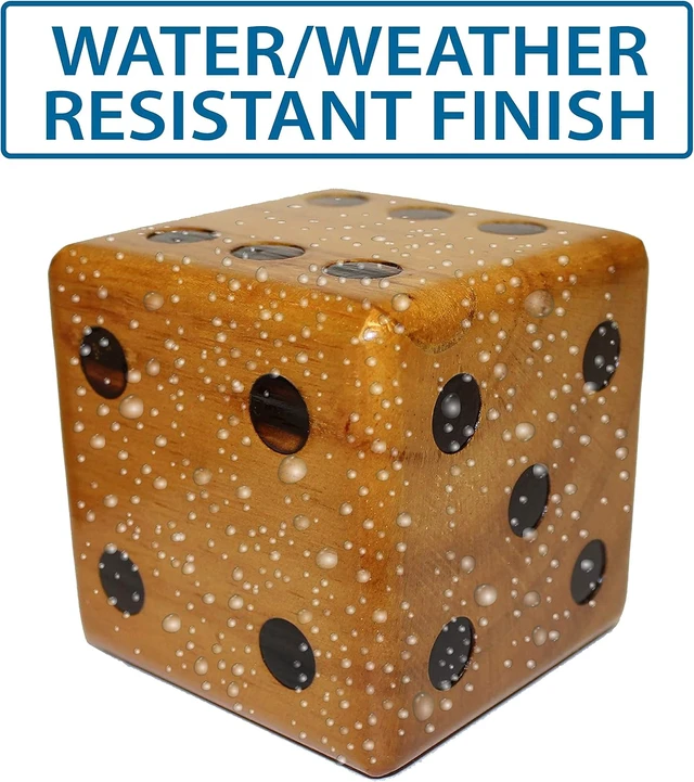 Alt view image 5 of 5 - Stained Yardzee & Yard Farkle Dice Set (All Weather) Includes 6 Dice, Dry Erase Scorecard W/ Marker, Roll Bucket & Storage Lid (Dark Stain)