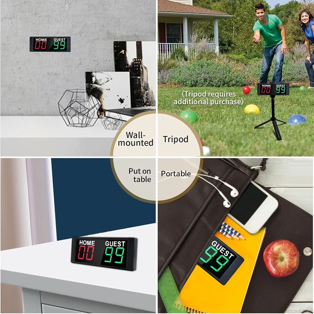 Alt view image 4 of 6 - LED Portable Digital Scoreboard Tabletop Electronic Score Keeper with Remote for Cornhole, Basketball, Ping Pong, Baseball, Tennis & Volleyball, Indoor/Outdoor