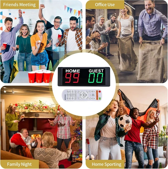 Alt view image 6 of 6 - LED Portable Digital Scoreboard Tabletop Electronic Score Keeper with Remote for Cornhole, Basketball, Ping Pong, Baseball, Tennis & Volleyball, Indoor/Outdoor