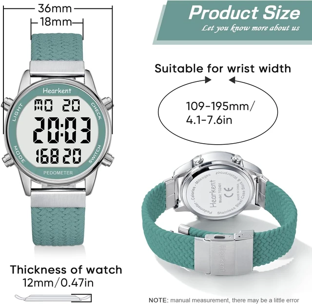 Alt view image 2 of 7 - Pedometer Watch Step, Mileage & Calorie Tracker with Large Numbers