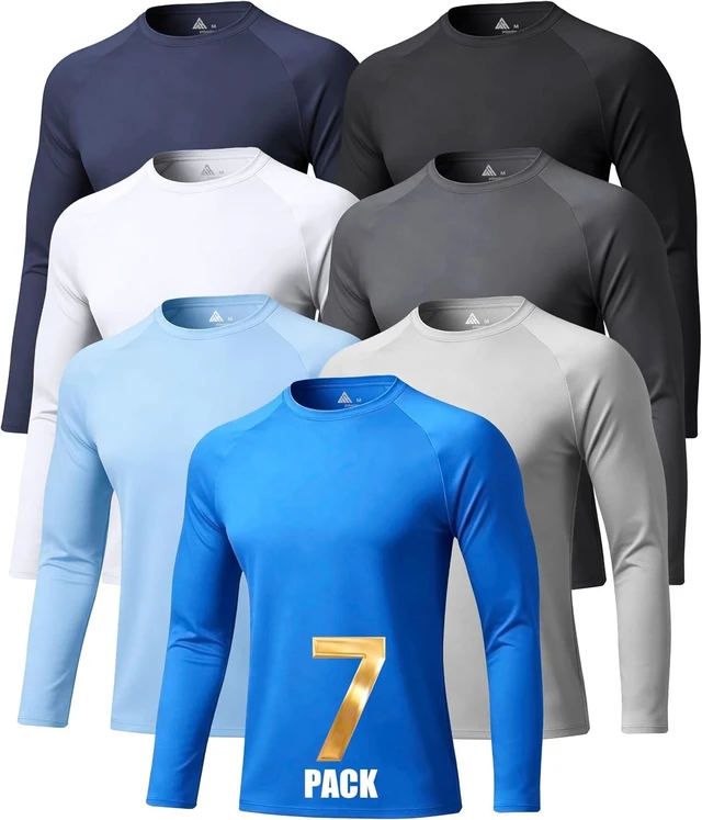 Main image of Men's Long Sleeve Sun Protection Shirts 7 Pack Base Layer