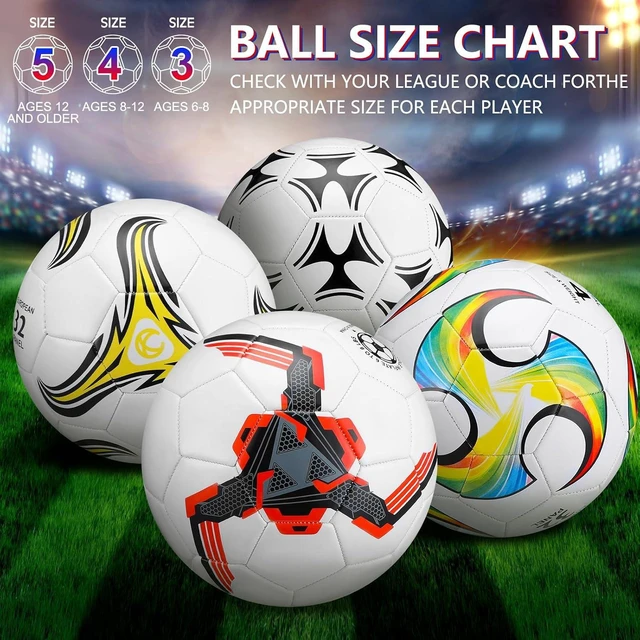 Alt view image 3 of 6 - Soccer Balls with Pump 4 Pack, Sizes 3, 4 & 5