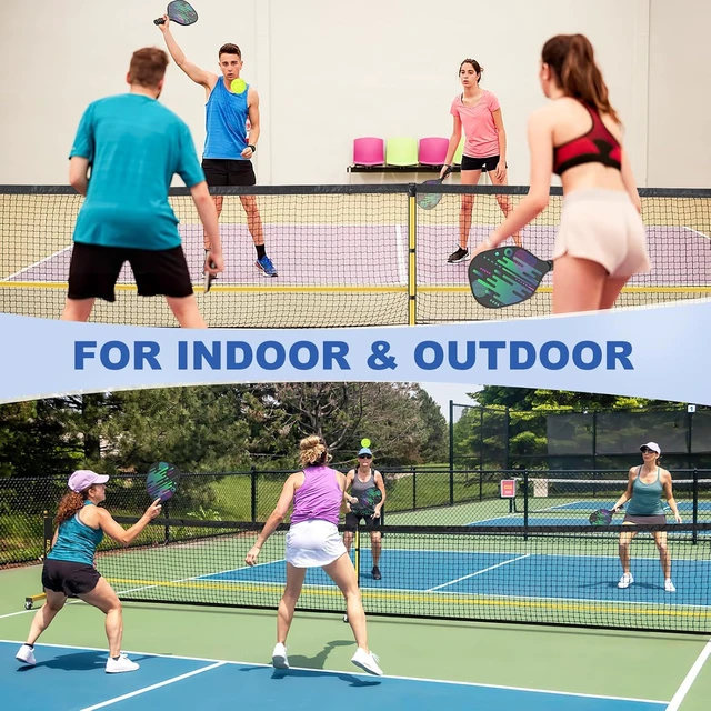 Alt view image 5 of 7 - Pickleball Net Set on Wheels 22FT Regular Size for Driveway & Backyard, with 4 Paddles, 6 Balls, 12 Court Markers & Carry Bag for Indoor/Outdoor Play