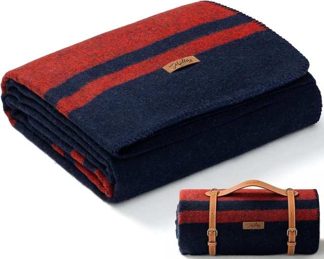 Main image of 100% Wool Military Blanket Warm & Thick, 62" x 86", Camping Gear