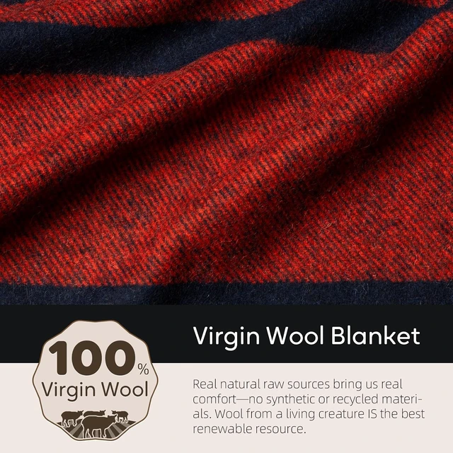 Alt view image 3 of 7 - 100% Wool Military Blanket Warm & Thick, 62" x 86", Camping Gear