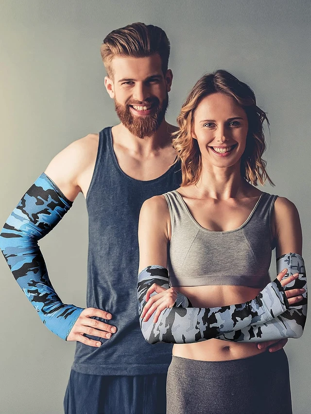 Alt view image 2 of 7 - 20 Pairs Sun Protection Arm Cooling Sleeves Soft Ice Silk Compression Cover Fingerless Sleeves for Men & Women, Sport, Gardening, Running, Cycling & Driving