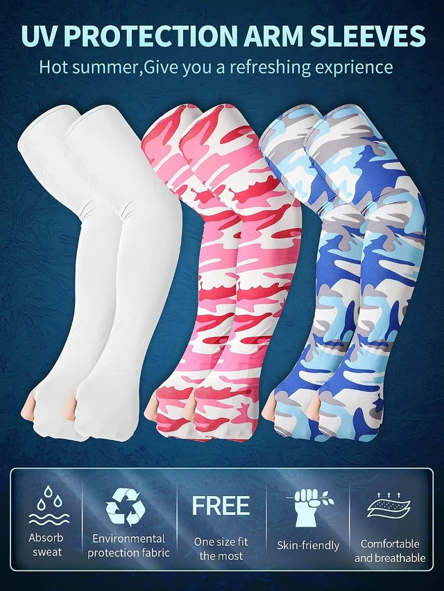 Alt view image 3 of 7 - 20 Pairs Sun Protection Arm Cooling Sleeves Soft Ice Silk Compression Cover Fingerless Sleeves for Men & Women, Sport, Gardening, Running, Cycling & Driving