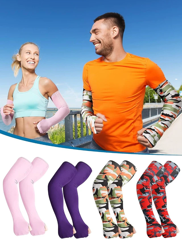 Alt view image 5 of 7 - 20 Pairs Sun Protection Arm Cooling Sleeves Soft Ice Silk Compression Cover Fingerless Sleeves for Men & Women, Sport, Gardening, Running, Cycling & Driving