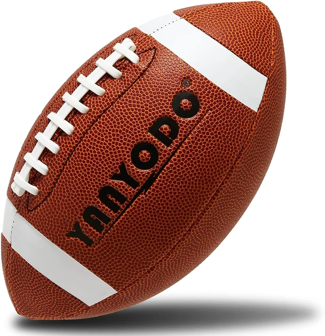 Alt view image 2 of 7 - Official Size 6/9 Footballs with Textured Grip 6 Pack for Youth, High School & College Practice, Match & Scrimmage, Indoor/Outdoor All Weather, with Pump