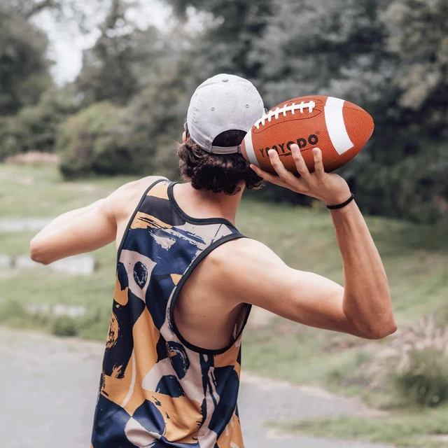 Alt view image 5 of 7 - Official Size 6/9 Footballs with Textured Grip 6 Pack for Youth, High School & College Practice, Match & Scrimmage, Indoor/Outdoor All Weather, with Pump