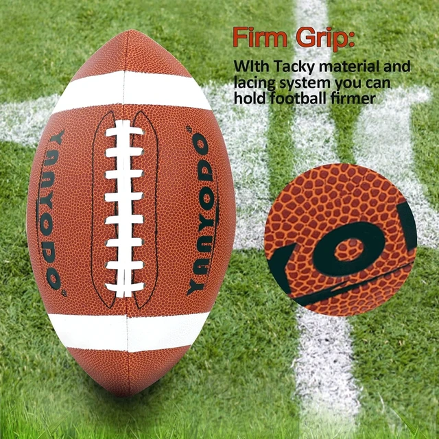 Alt view image 7 of 7 - Official Size 6/9 Footballs with Textured Grip 6 Pack for Youth, High School & College Practice, Match & Scrimmage, Indoor/Outdoor All Weather, with Pump