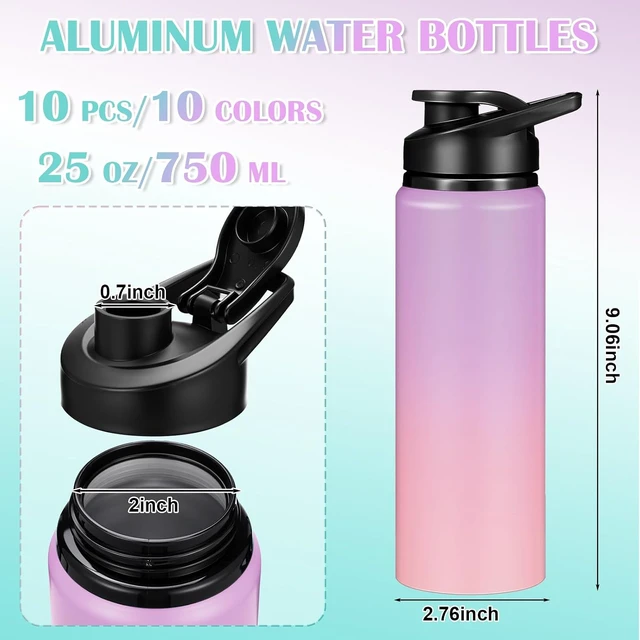 Alt view image 2 of 6 - 25oz Aluminum Water Bottles 10 Pack Bulk Reusable Sports Bottles