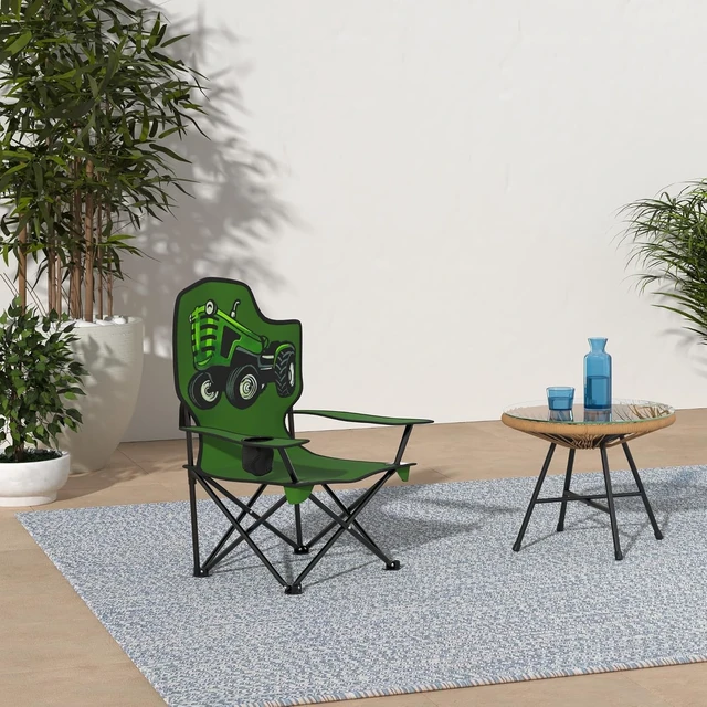 Alt view image 2 of 7 - Black Sierra Kids Tractor Camping Chair Folding Outdoor Seat, 150 lb