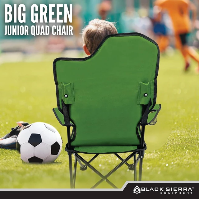 Alt view image 6 of 7 - Black Sierra Kids Tractor Camping Chair Folding Outdoor Seat, 150 lb