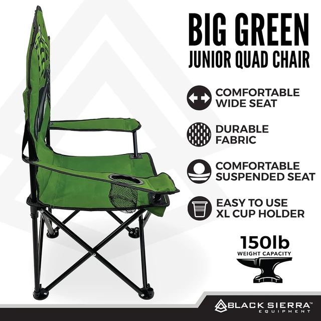 Alt view image 7 of 7 - Black Sierra Kids Tractor Camping Chair Folding Outdoor Seat, 150 lb