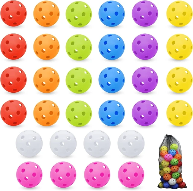 Main image of 40 Pack Plastic Baseball Practice Balls Lightweight Hollow Soft Balls for Hitting, Pitching & Batting Training, Indoor/Outdoor with Drawstring Bag