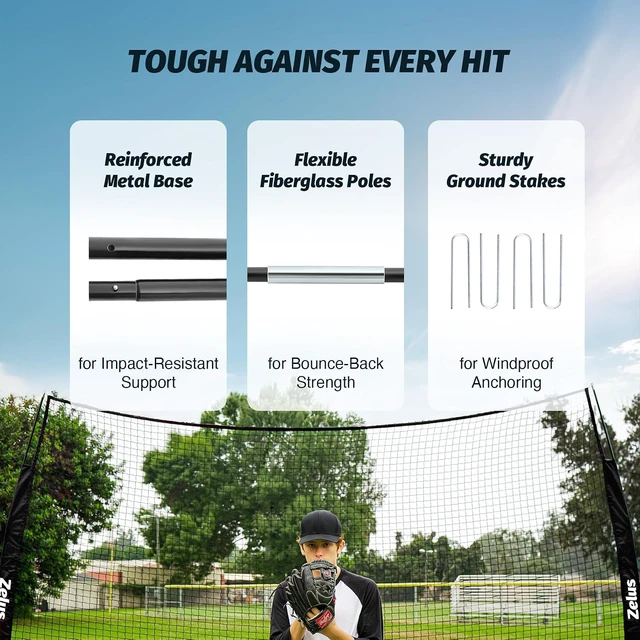 Alt view image 3 of 7 - Baseball Backstop Net for Baseball, Softball, Lacrosse & Soccer