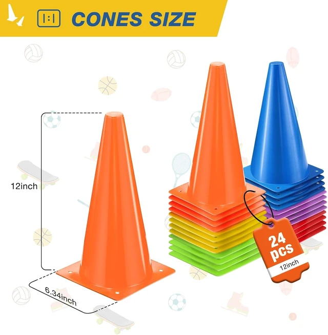 Alt view image 2 of 7 - 12 Inch Traffic Cones 24 Pcs Training Sports & Parking Cones