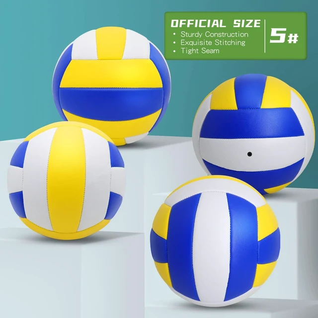 Alt view image 2 of 6 - Official Size 5 Composite Leather Volleyballs 6 Pack Inflatable with Pump for Women & Men, Outdoor, Indoor, Beach & Pool