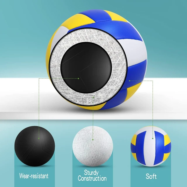 Alt view image 3 of 6 - Official Size 5 Composite Leather Volleyballs 6 Pack Inflatable with Pump for Women & Men, Outdoor, Indoor, Beach & Pool