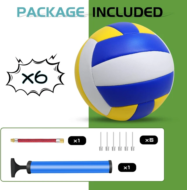 Alt view image 6 of 6 - Official Size 5 Composite Leather Volleyballs 6 Pack Inflatable with Pump for Women & Men, Outdoor, Indoor, Beach & Pool