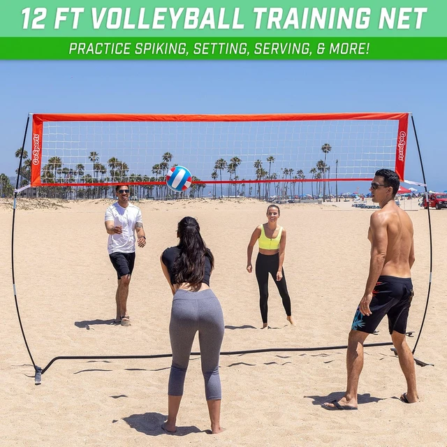 Alt view image 2 of 7 - Freestanding Volleyball Training Net 12 ft or 20 ft, Height Adjustable with Instant Setup for Indoor & Outdoor Use