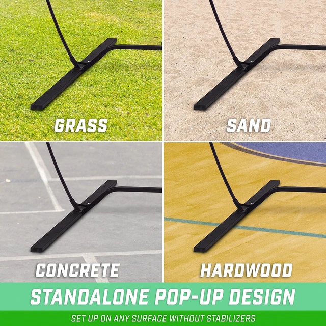 Alt view image 5 of 7 - Freestanding Volleyball Training Net 12 ft or 20 ft, Height Adjustable with Instant Setup for Indoor & Outdoor Use