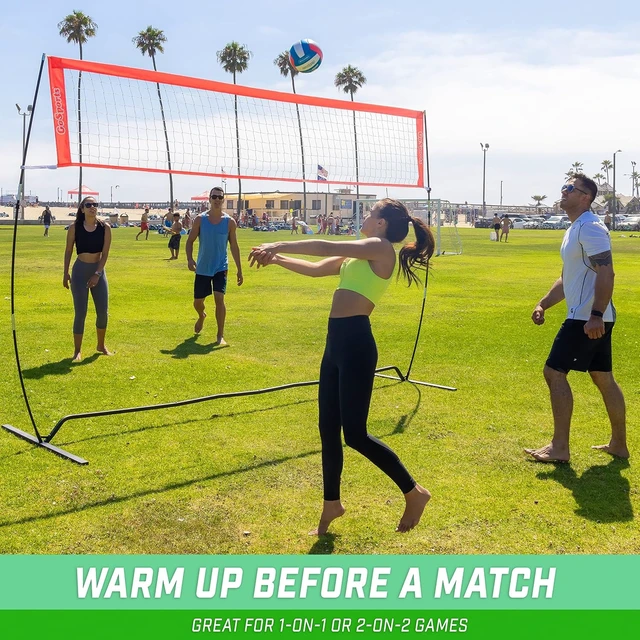Alt view image 6 of 7 - Freestanding Volleyball Training Net 12 ft or 20 ft, Height Adjustable with Instant Setup for Indoor & Outdoor Use