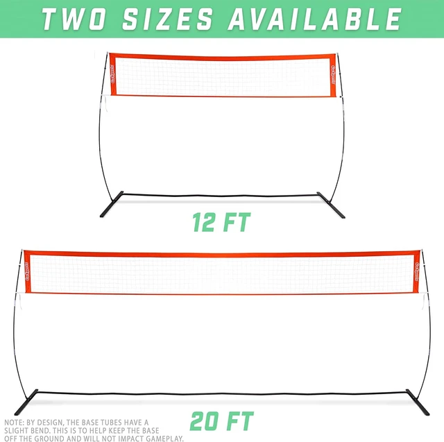 Alt view image 7 of 7 - Freestanding Volleyball Training Net 12 ft or 20 ft, Height Adjustable with Instant Setup for Indoor & Outdoor Use