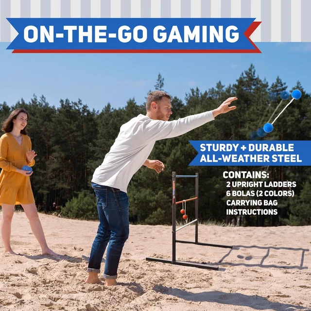 Alt view image 5 of 7 - Ladderball Pro Steel Lawn Toss Game Set Outdoor, Ages 8+