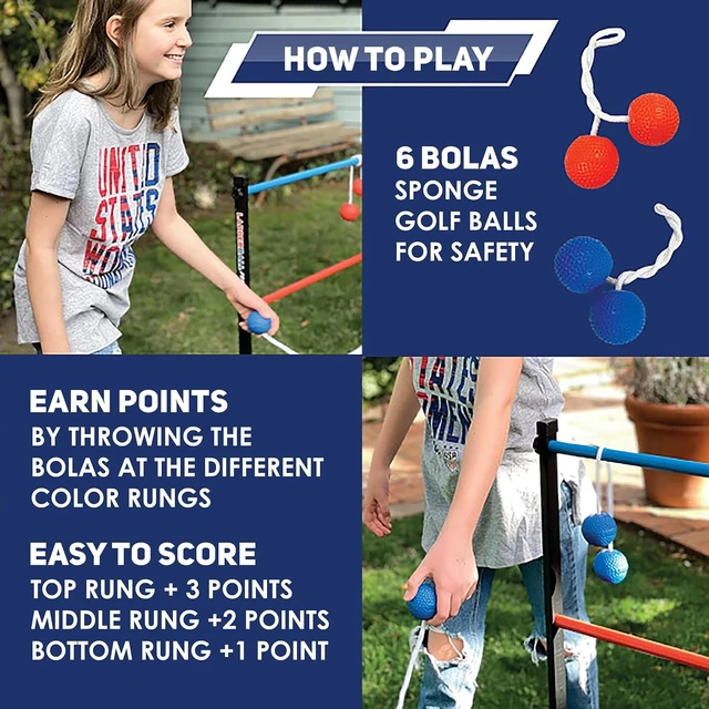 Alt view image 6 of 7 - Ladderball Pro Steel Lawn Toss Game Set Outdoor, Ages 8+