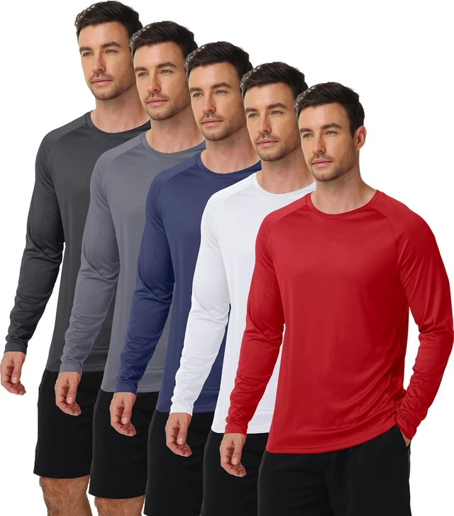 Alt view image 2 of 7 - Men's UPF 50+ Moisture Wicking Long Sleeve Workout Shirts