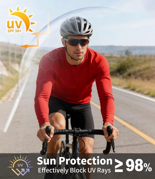 Alt view image 3 of 7 - Men's UPF 50+ Moisture Wicking Long Sleeve Workout Shirts